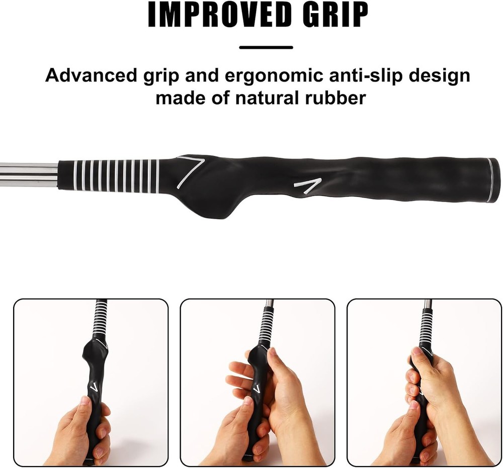 Lyreh Retractable Golf Swing Training Aid, Portable Grip Click black
