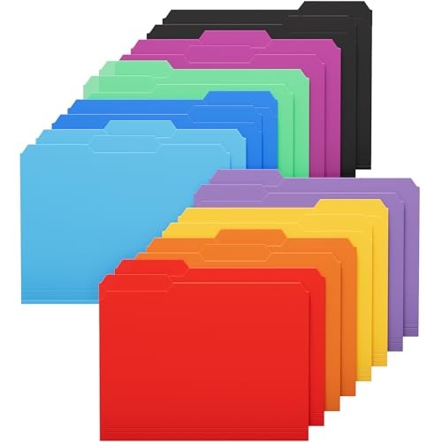 Plastic Colored File Folders, Letter Size Polypropylene Vibrant Colors 18 Pack