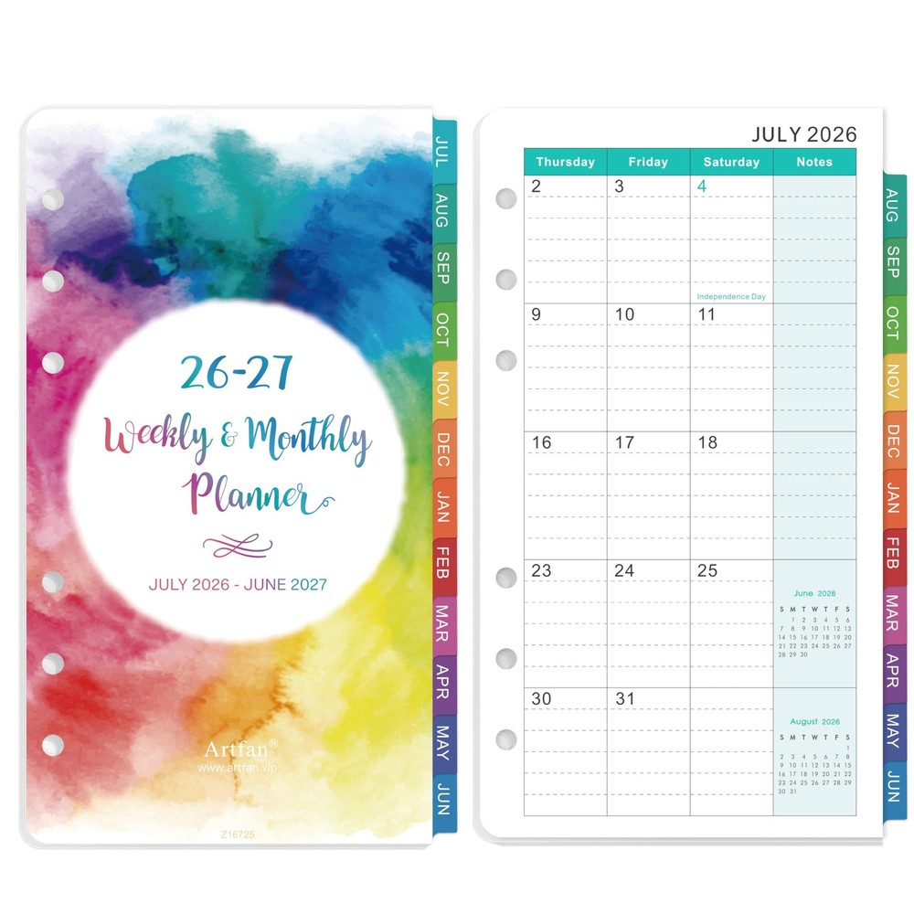 Planner Refills 2026-2027 - Inserts, Small, Multicolored