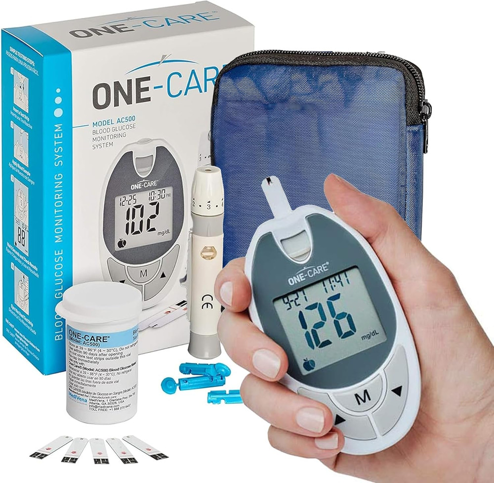 Glucose Monitoring System with Glucometer, 10 Test Strips, Lancing Dev
