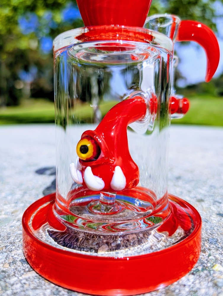 8" Cherry Cyclops Bong With Screen Filter Bowl Premium Quality Water Pipe Hookah