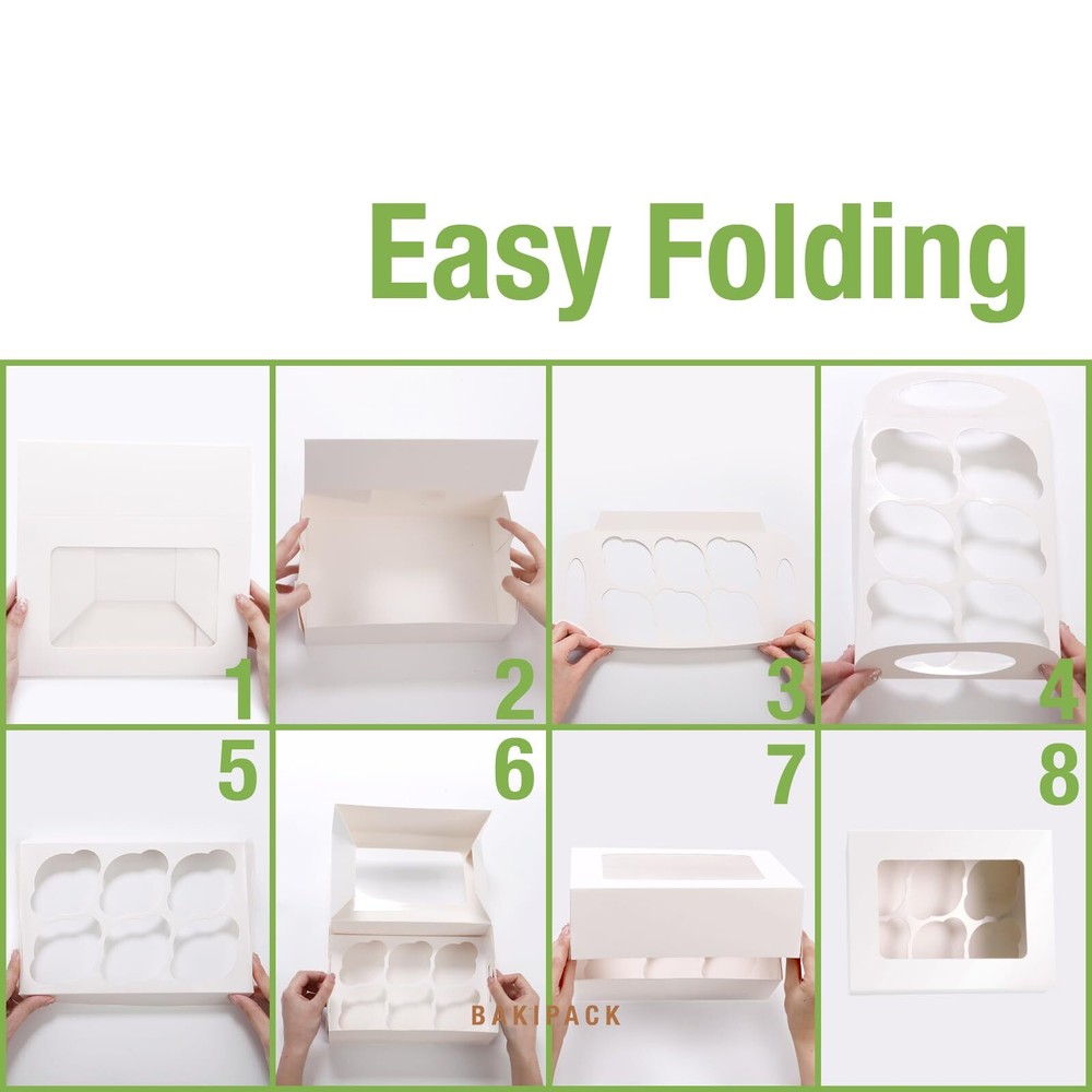 15 Gold Cupcake Boxes 8 Count with Window and Inserts Cupcake Containers Moth...