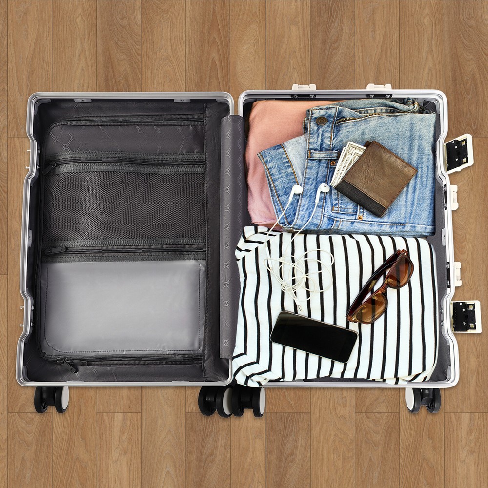 20" Front Opening Suitcase Boarding Cabin Suitcase Trolley Board Case Hard Shell