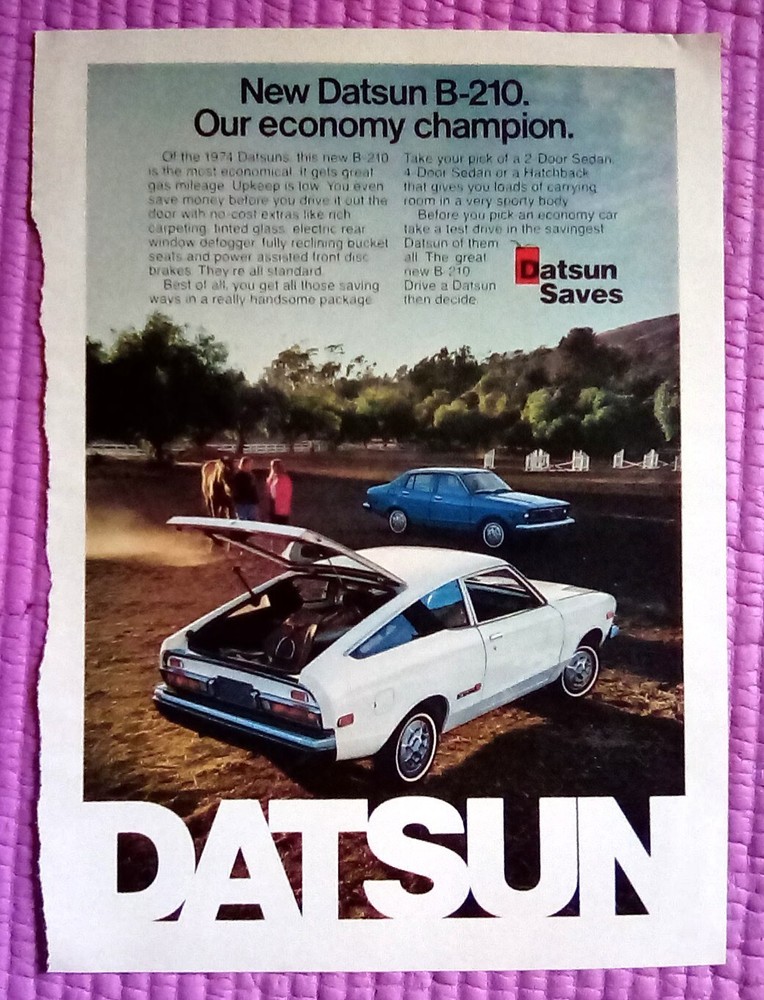 1974 Datsun B-210 Print Ad