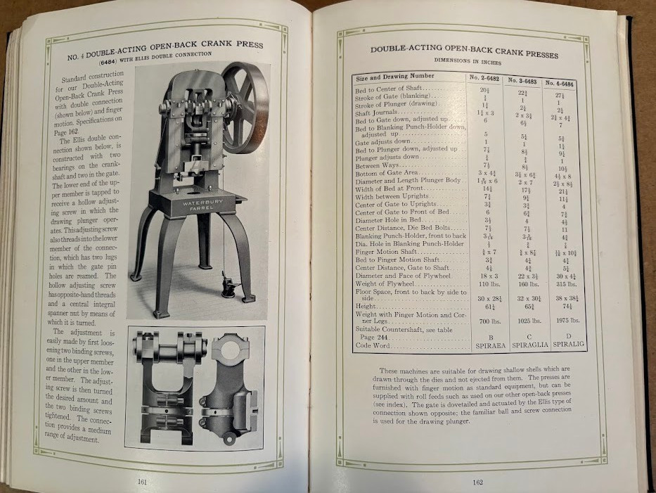 Vth Waterbury Farrel Foundry & Machine Co Catalog 1930 Power Presses Tools