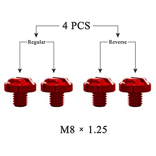 4pcs Motorcycle Mirror Hole Plugs 2 Regular+2 M8 2 regular + 2 reverse Red