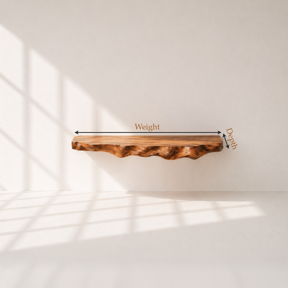 Bathroom Vanity Modern Rustic Solid Wood Live Edge Floating Sink CounterBathroom