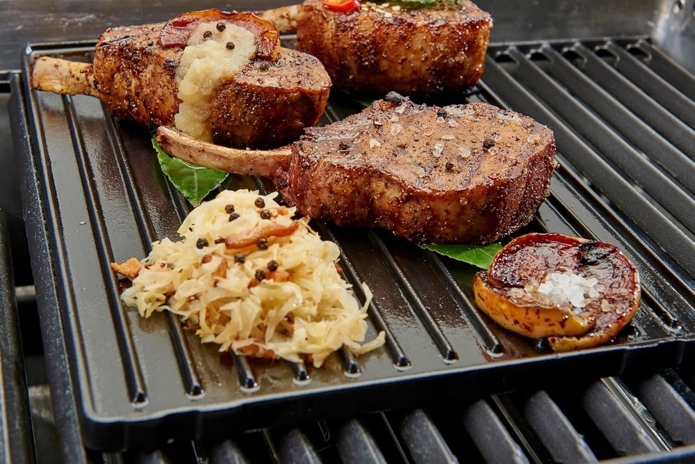 13" x 9.25" Multi-Functional Cast Iron Griddle, Matte Porcelain Coated & Durable