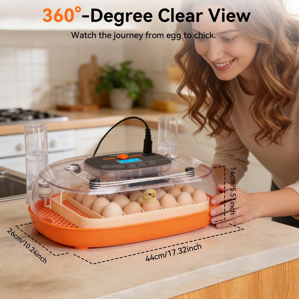 Incubators for Hatching Eggs, 24 Egg Incubator, Automatic Turner with...
