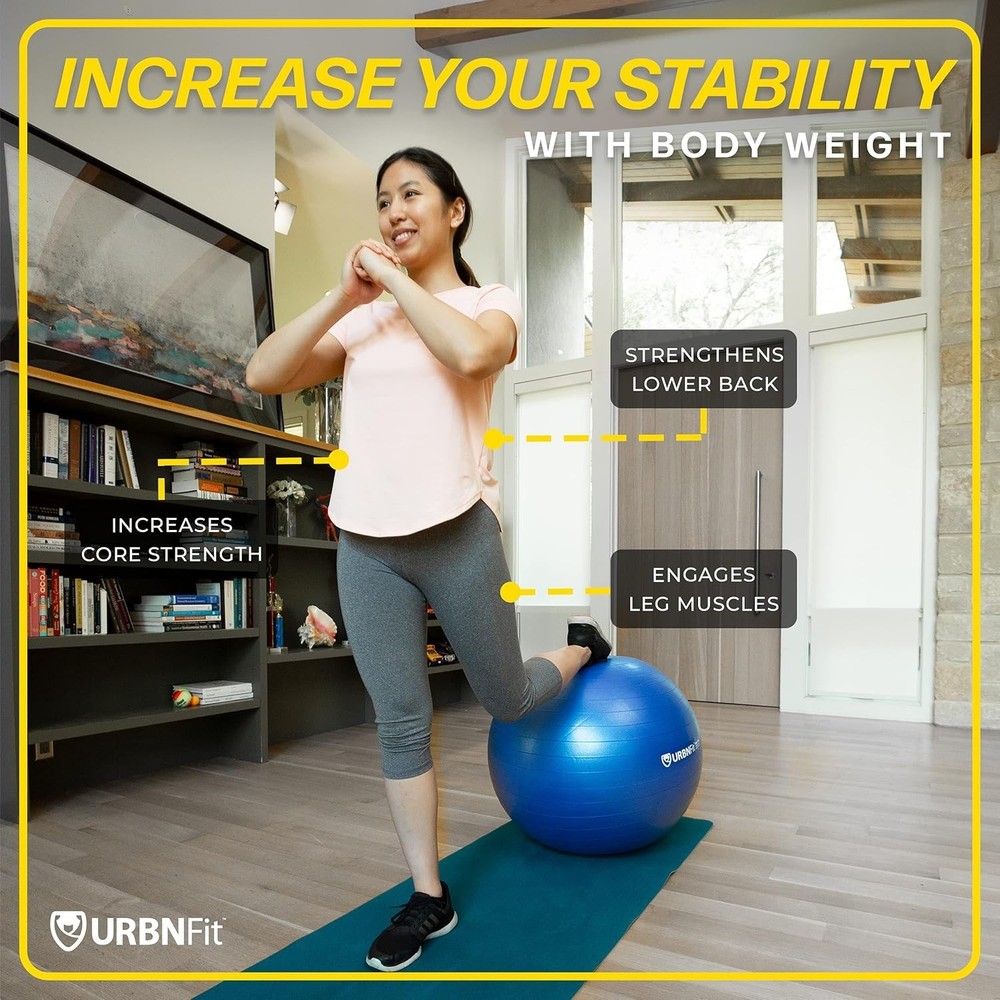Durable Exercise Ball with Quick Pump for Stretching and Back Pain Relief