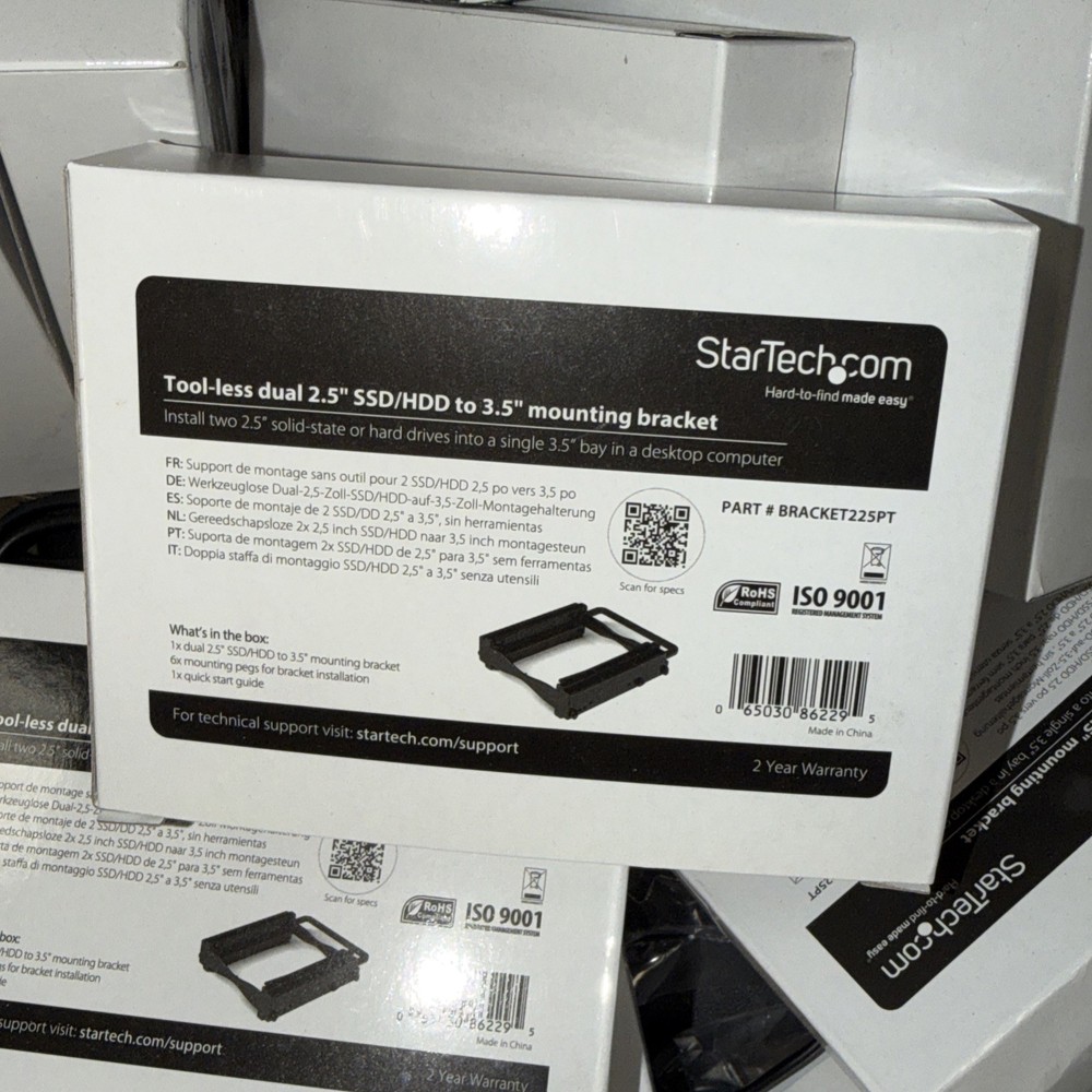 StarTech.com Dual 2.5" SSD/HDD Mounting Bracket for 3.5 Drive Bay - Tool-Less