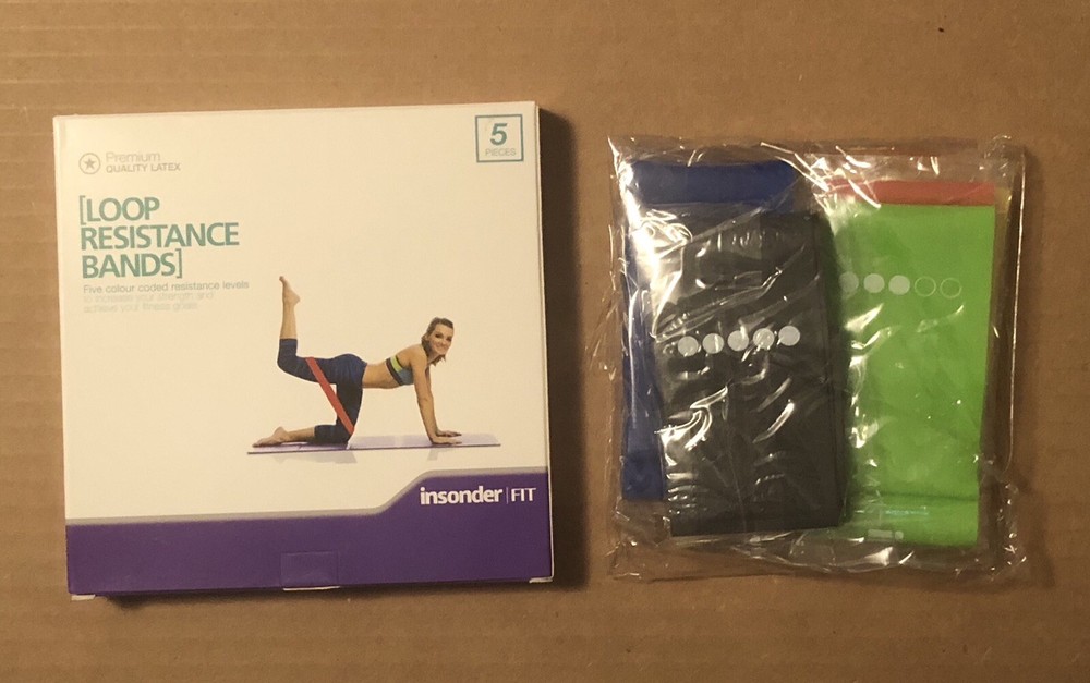 Insonder FIT Loop Resistance Bands 5 Piece Pack Bundle Workout Fit