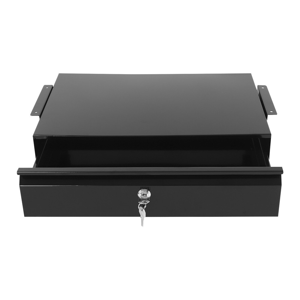 Sliding Pull-Out Drawer Under Desk Organizer with Lock for Office - Black