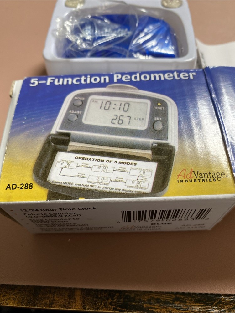 (T) Advantage 5 Function Pedometer AD-288 NEW FACTORY PACKAGING W/ Instructions