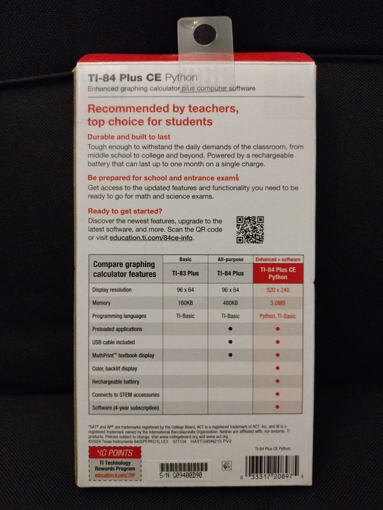 Texas Instruments TI-84 Plus CE Python Calculator (BLACK) - Brand New