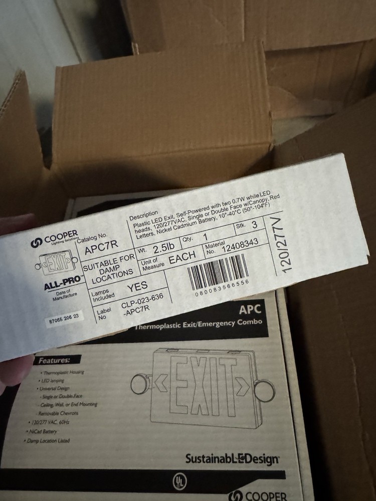 Cooper Lighting Solutions ALL-PRO APC7R LED Exit/Emergency Combo, Ceiling/Wall …