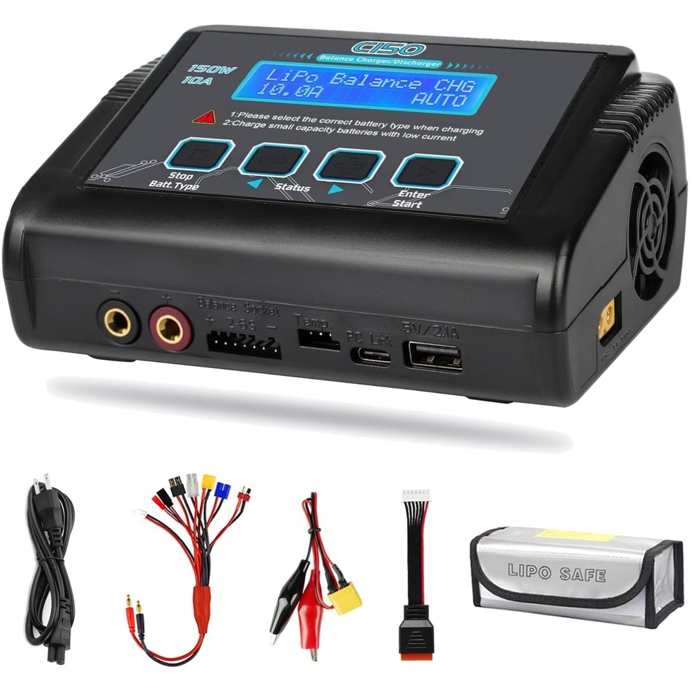 Multi-Function 150W RC Battery Charger - Smart Charging for All Battery Types