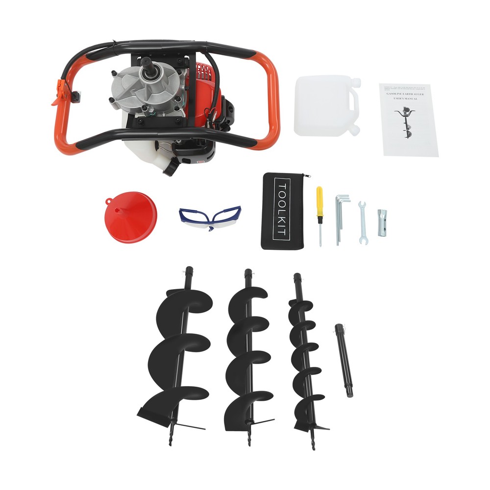 2.3HP Air Cooling Post Hole Digger w/ 3 Drill Bits Auger Digging Machine EPA NEW