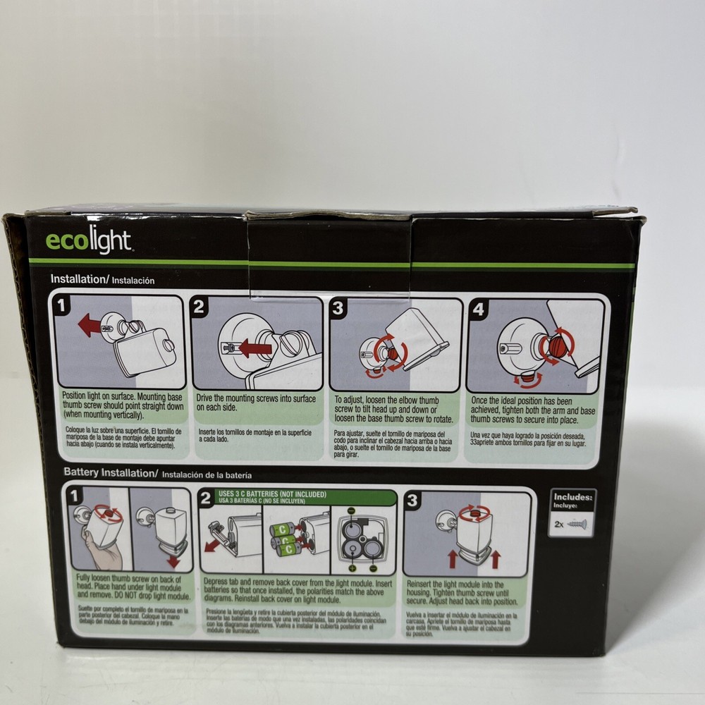 ECOLIGHT LED SECURITY LIGHT MOTION ACTIVATED Adjustable Direction New Open Box