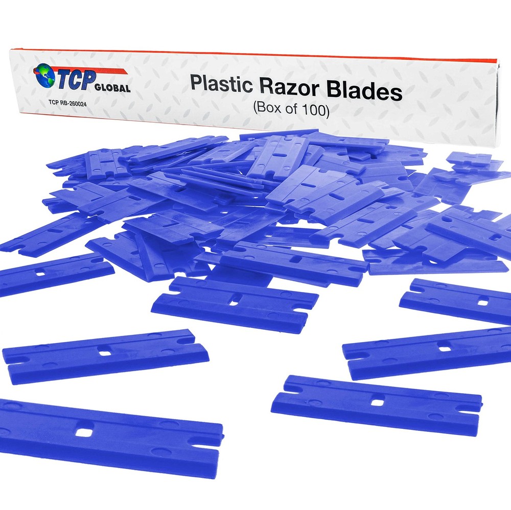 100 Piece Plastic Razor Scraper Blades with Extra Sharp Chisel Edge, Remove D...