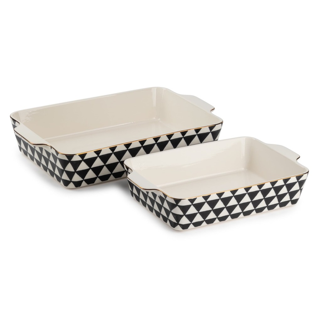 Stoneware Square & Rectangular Baker Blue Pattern 2-Piece Set