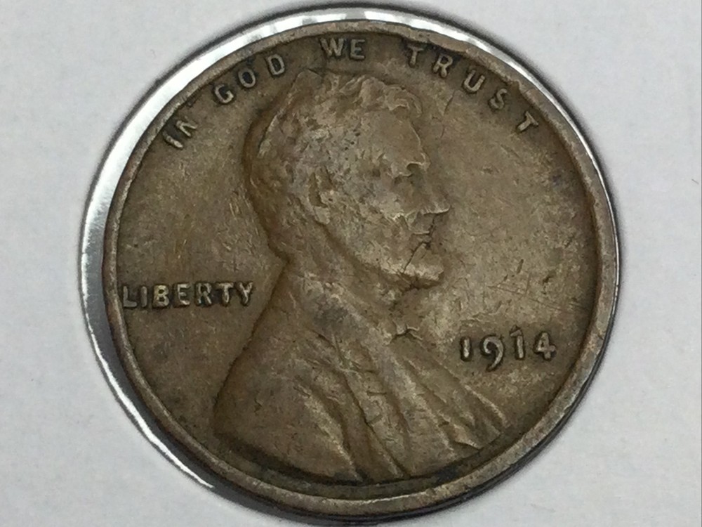 1914 Lincoln Cent error reverse lamination