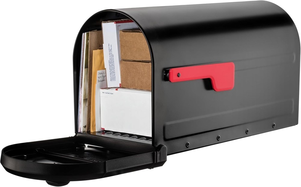 Architectural Mailboxes Roxbury Modern Galvanized Steel Post Mount Black Mailbox