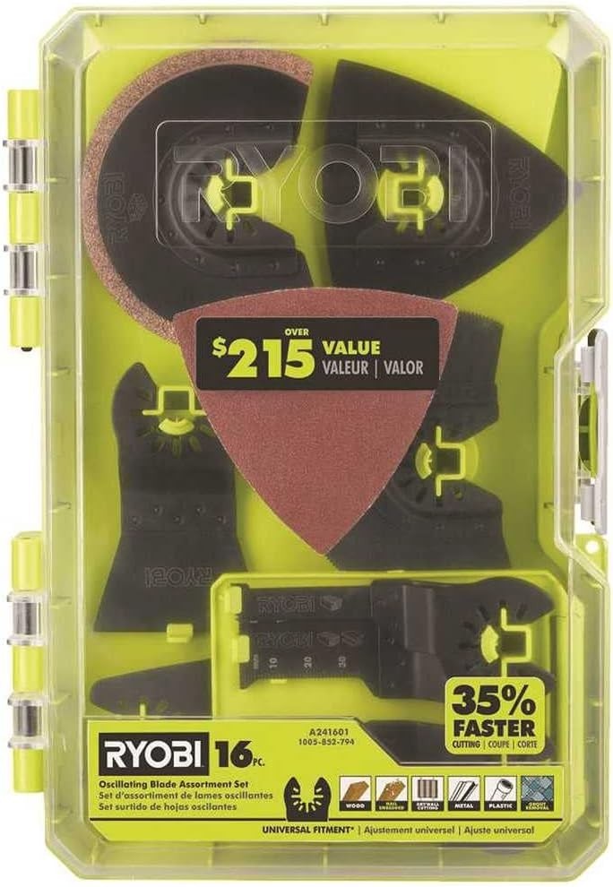 Ryobi 16 PC Oscillating Multi-Tool Blade Accessory Set Kit