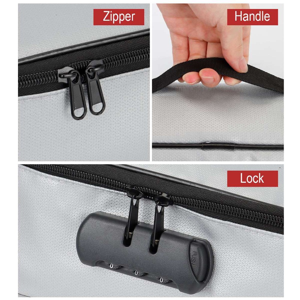 Fire Proof Waterproof Document Box with Lock File Storage Organizer Box Safe Bag