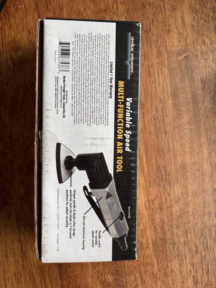 Central Pneumatic Multi-Function Air Tool 07538 Variable Speed Black Silver