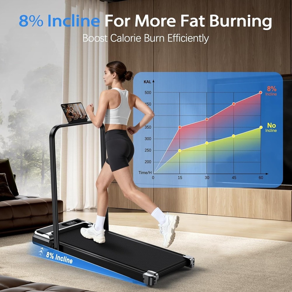Space-Saving Foldable Treadmill with Shock Absorption, Ideal for Small Spaces