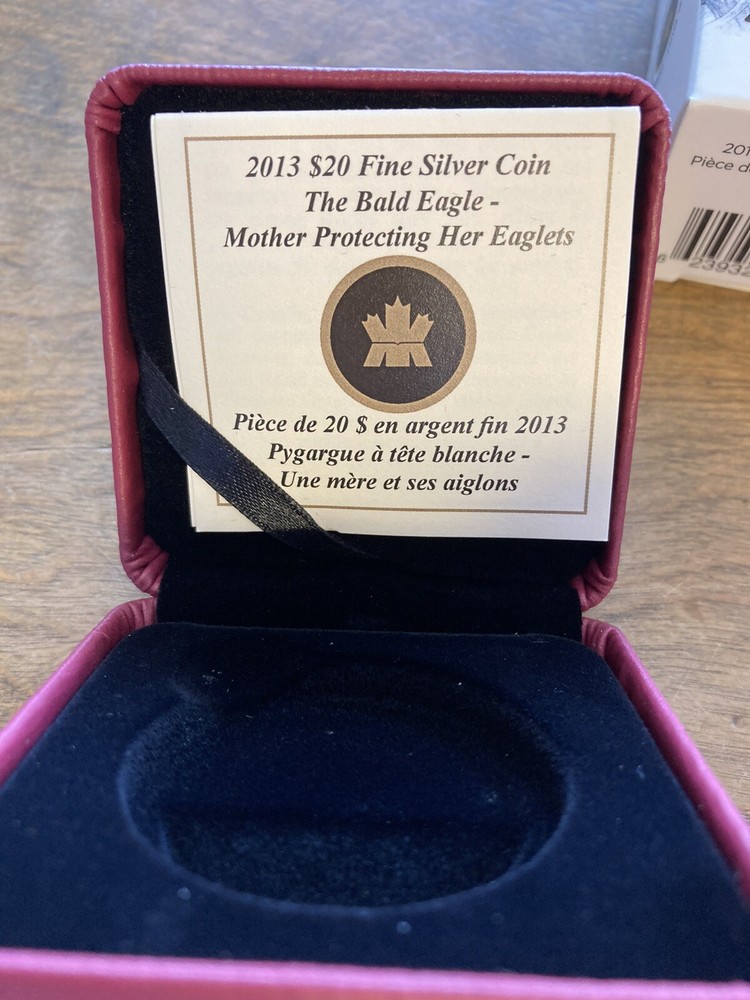Canada 2013 The Bald Eagle: $20 Silver Proof Box Only and COA