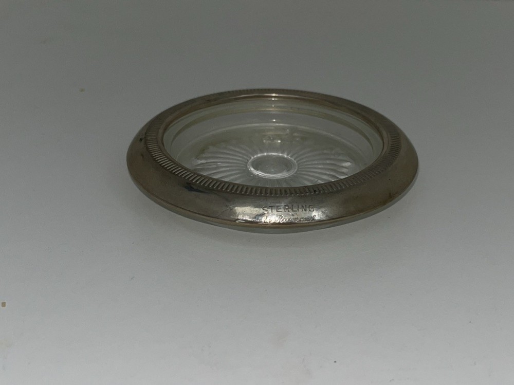 STERLING SILVER BY RAIMOND GLASS COASTERS