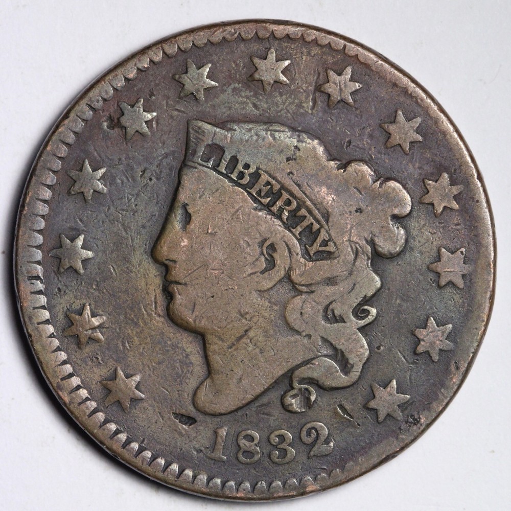 1832 Coronet Head Large Cent CHOICE VG E295 ANL