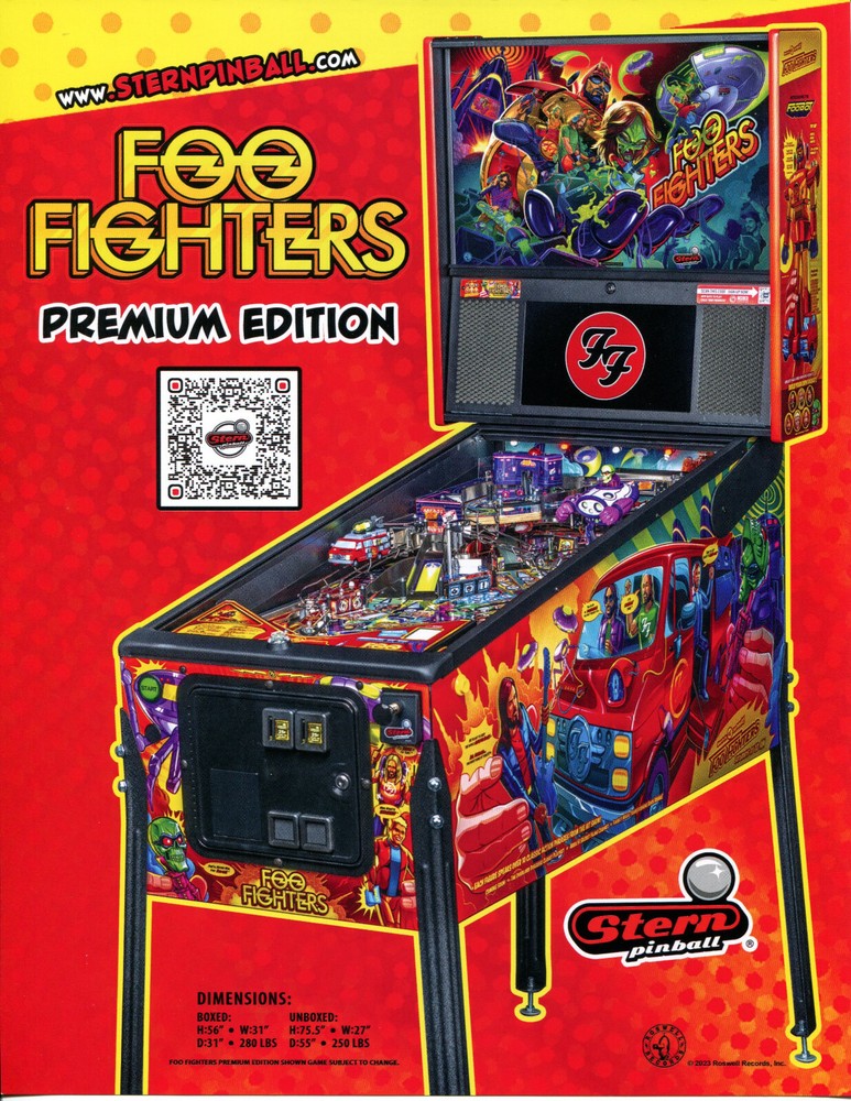Foo Fighters Premium Edition Stern Pinball Flyer / Brochure / Ad Mint