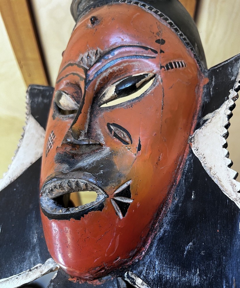 Vintage Tribal Guro Horned Mask