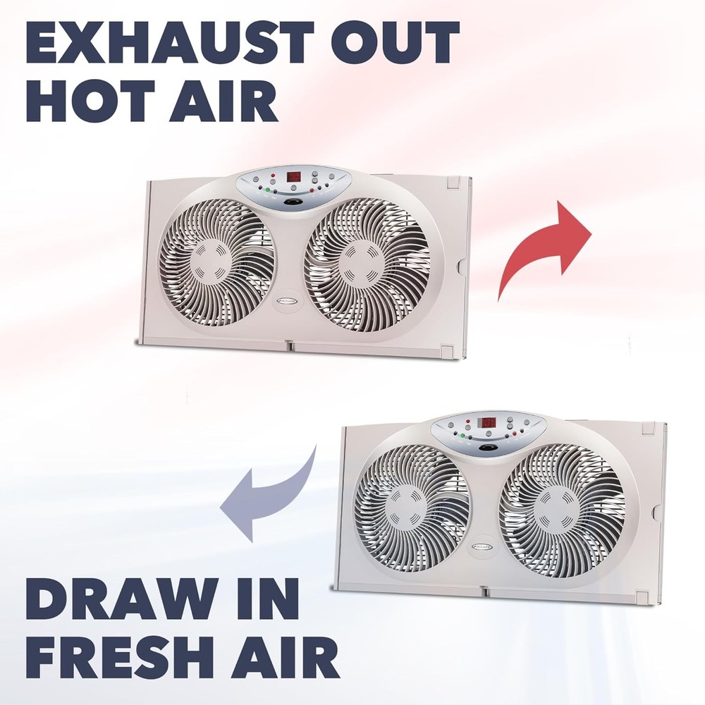 Window Fan with Reversible Airflow Blades – 3-Speed Settings, Programmable