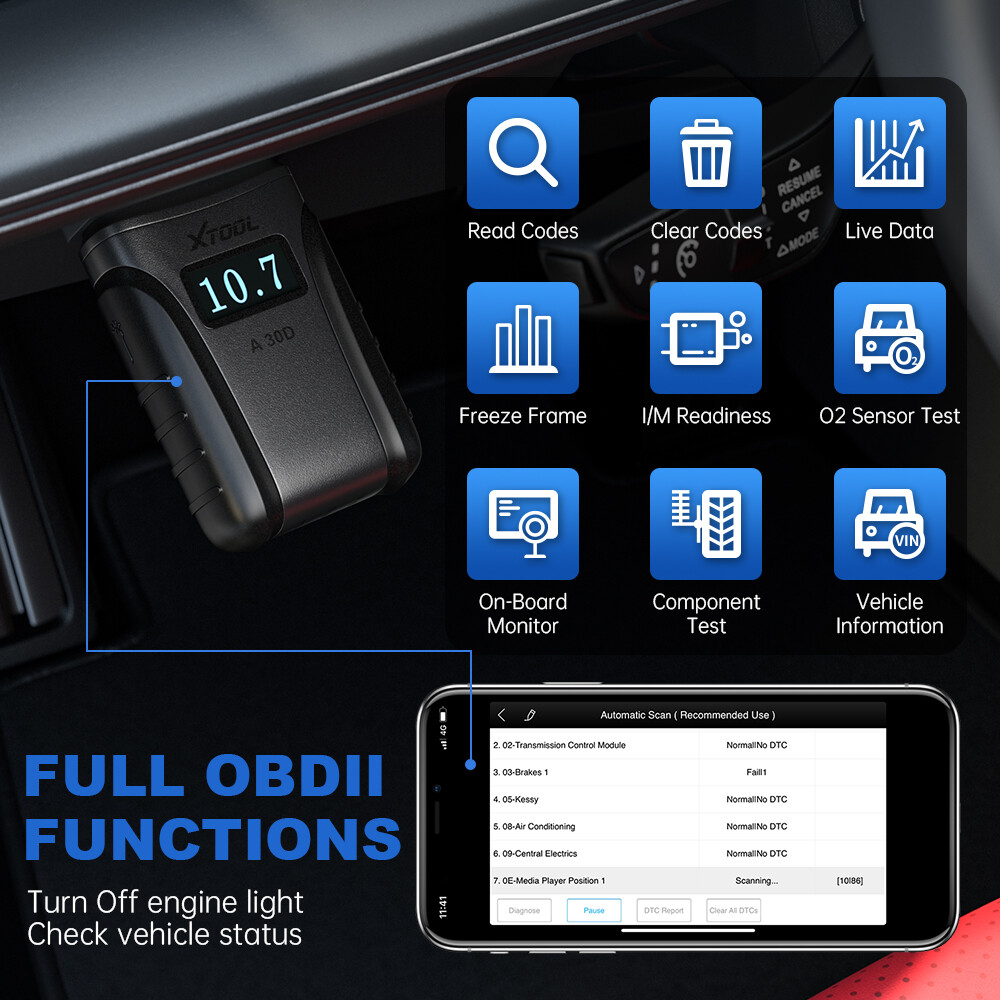 XTOOL A30M Auto Full System Diagnostic Tool Bluetooth Bidirectional Code Reader