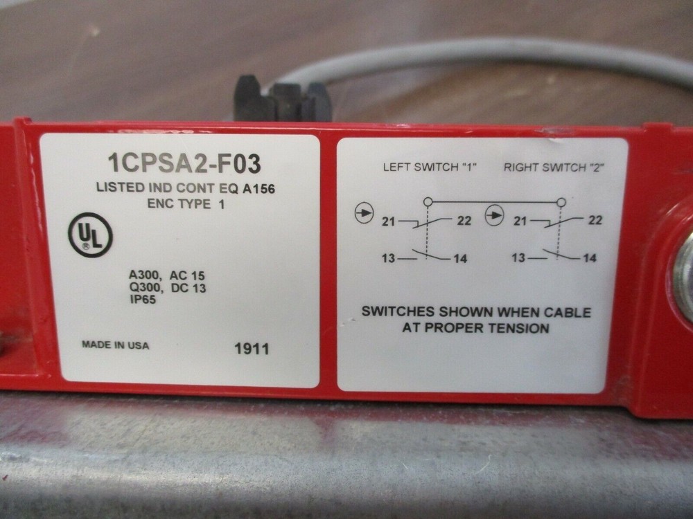 Honeywell Micro Switch Cable-Pull Switch 1CPSA2-F03 w/ Mounting Plate *No Front*