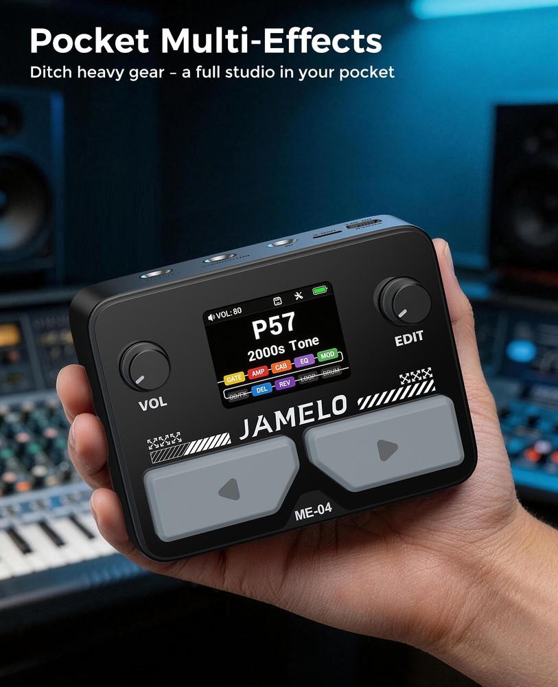 JAMELO MINI Pocket Multi-Effects Guitar Pedal Effects Processor w/ 10 Effects
