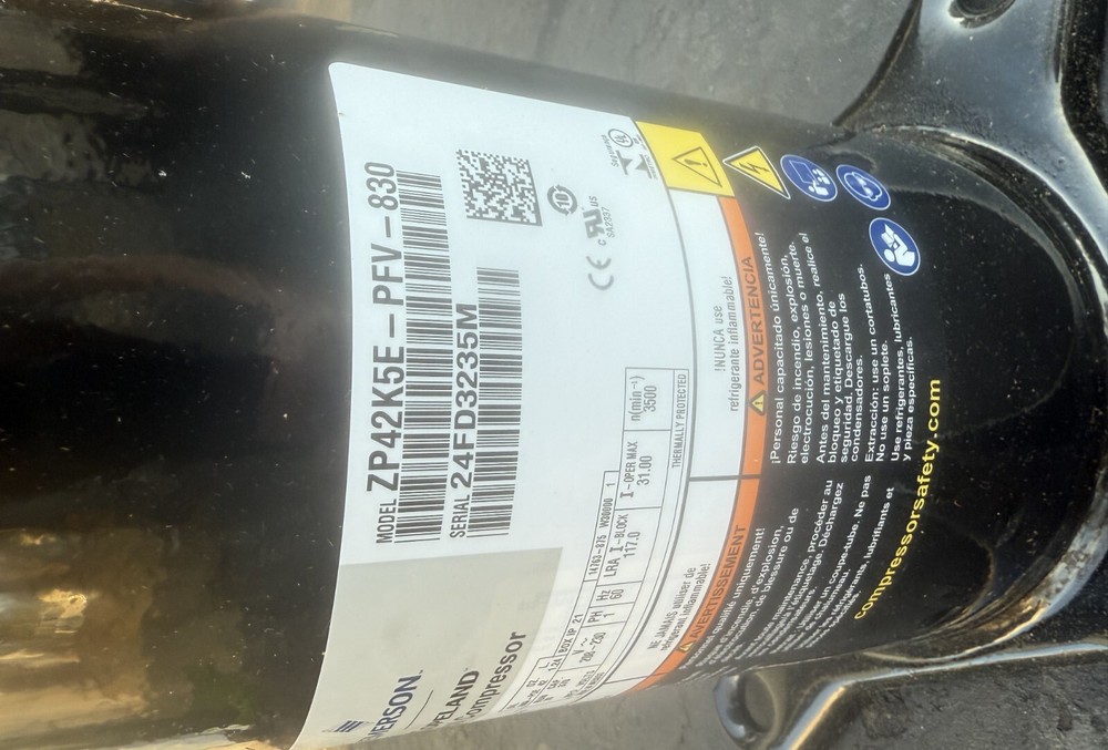 COPELAND SCROLL COMPRESSOR model Z49k5-PFV-830