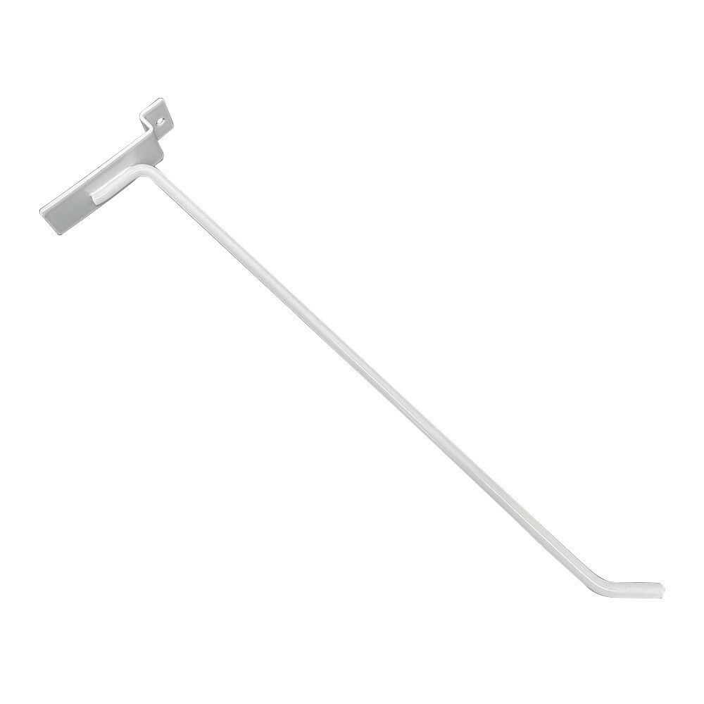 10" Slatwall Hook Panel Display Hooks, 1/4" Thickness Metal, White - PACK 2