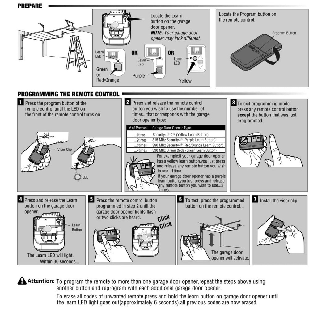 For LiftMaster 893LM 3 Button Garage Door Opener Remote Control Replacement