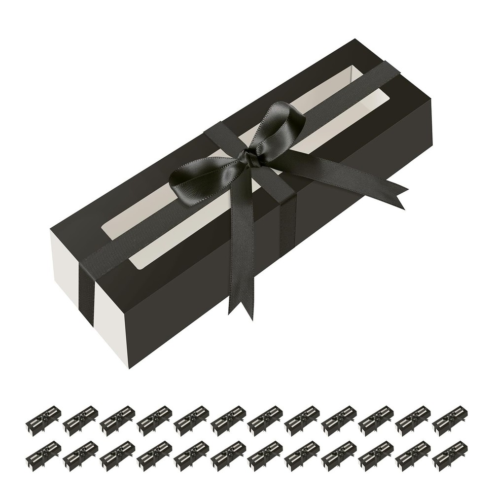 25 Pack Macaron Boxes for 6 7.2×1.9×1.9 Inches Macaron Packaging Boxes Black ...