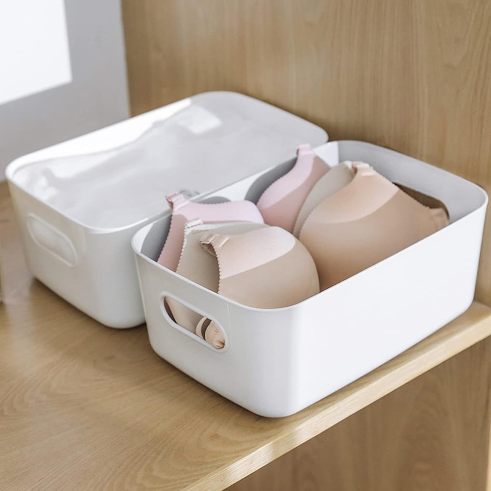 Small Plastic Storage Baskets 8 Pack White Portable Stackable Multipurpose BPA