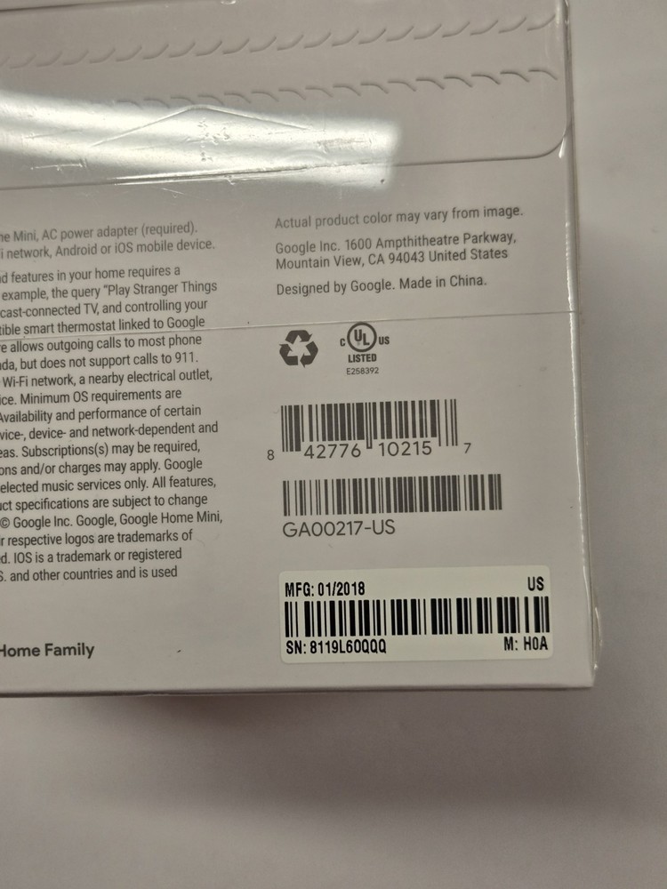 Google Home Mini - First Generation Coral New Sealed