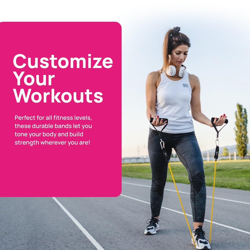 Resistance Band Set, 150 LBS Stackable Workout Bands for Strength Training, Y...