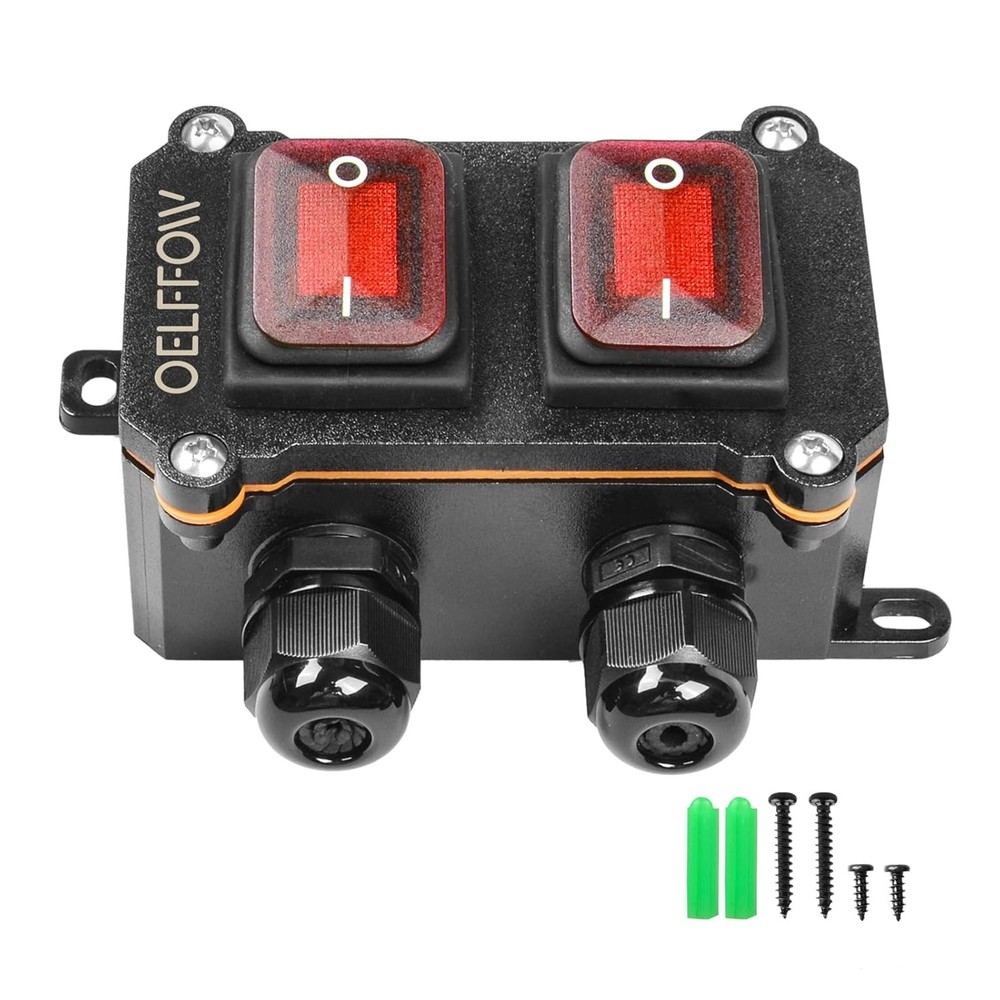 Waterproof On Off Toggle Switch Double Switch/Outlet Red/2 Switch/2 Outlet