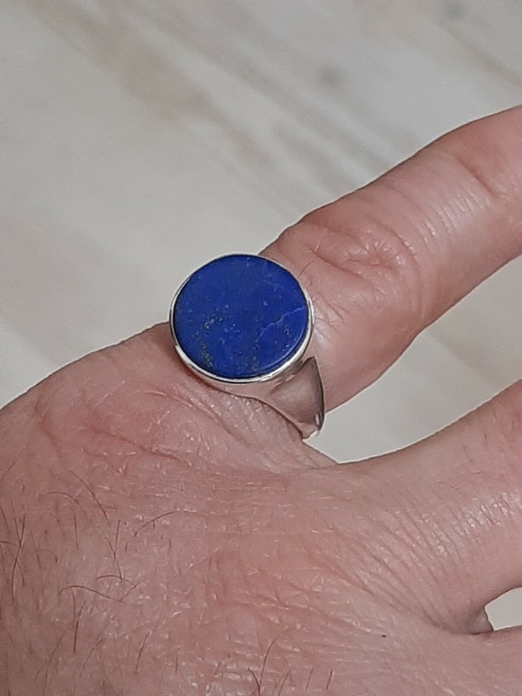 925 SILVER RING MEN SOLITAIRE SEAL lapis lazulo lapis lazulo