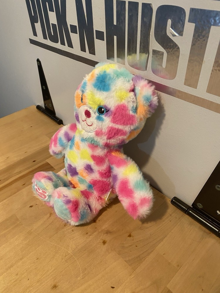 build a bear rainbow heart small squeeks 12”